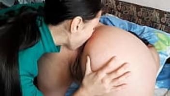 Lesbian Illusion Girls: I lick my ass while she masturbates my pussy.