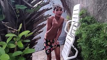 Stepmother uses her enormous ass to entice her student. The public intercourse with two students is being spied on by the little virgin jerk-off brother (see closed