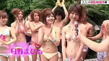 Japanese teen pool party featuring an uncensored contest with explicit activities and a climactic conclusion.