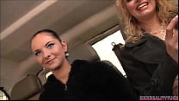 In their love bus, two bitches choose an amateur man for love and sex.