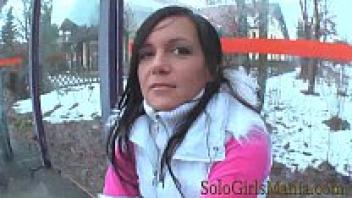 A gorgeous girl urinating after masturbating