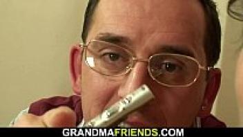 POV intercourse with a plump elderly woman