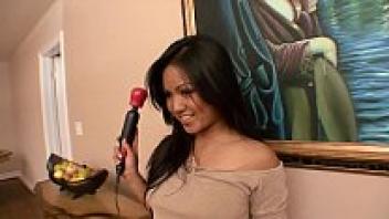 Lana Violet, a gorgeous young Asian exotic girl with flawless tits, receives a lot of affection for her shaved pussy.