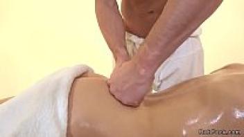 Oiled blonde babes adore the cock of masseurs.