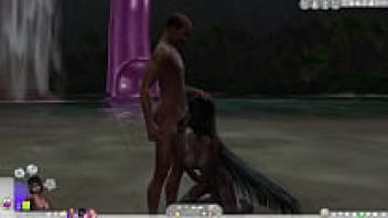 Compilation of Sims 4 shemale ladyboy girls' foot fetish on a tropical island