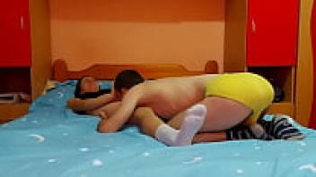 A lovely young couple having passionate and challenging sex