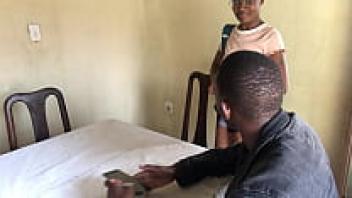 During a lesson, an ebony student takes advantage of her teacher.