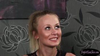 Before a facial, a British beauty sucks her cock.