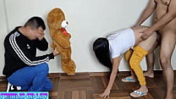 With his best friend NTR JAV, the full Netorare girl rides Chubby her silly boyfriend in front of him.