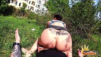 DTFdating: Strangers outside appreciate a brunette elf with large natural tits.