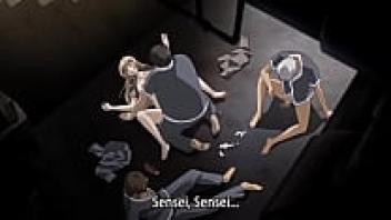 In the stairway, a Hentai blonde was adored.