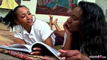The FFM Threesome is seduced by two ebony girls.