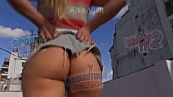 Teenage Busty Blonde Upskirt. Voyeur. Exposing the ass. Huge Boobs. Warm.
