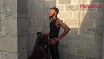 Male dominance over a submissive Black slave in bondage sex (BDSM)