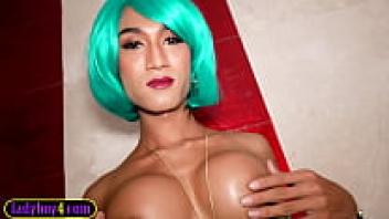 The ideal ass Asian womanboy with a butt and a creamy blowjob