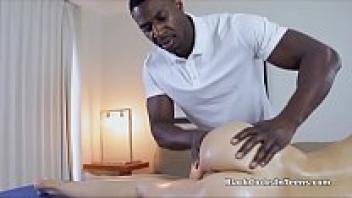 A blonde teen lashes out at BBC masseurs