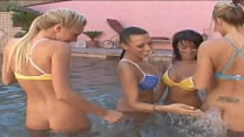 Gangbang orgy sex with lesbians