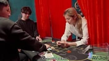 A blonde Taiwanese woman had sex with her partner.