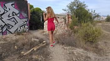 In an abandoned building, a horny MILF with tiny tits and flawless ass-loving poses. OUTDOOR LOVE IN REAL POV (full video - RED)