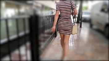 Hot Wife Wiggling Sexy Booty While Walking in Tight Dress