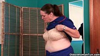 Her itchy pussy is cared for by the grandmother nurse.