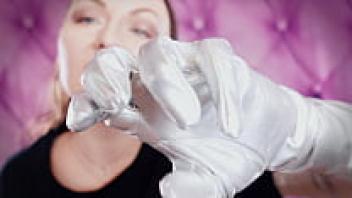 ASMR: Arya Grander's long opera silver sparkly gloves. Free SFW video with a fetish sound.