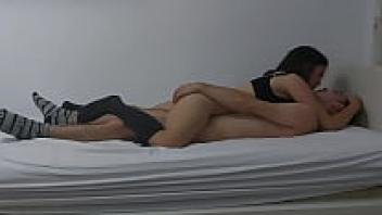 In the college dorm room, a real amateur couple engages in passionate, intense sex.