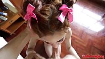 The petite Thai ladyboy, Hello LadyBoy, gets her share of white cock.