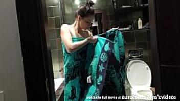 A covert apartment film featuring an innocent ex-girlfriend voyeur dancing and gaping in the mirror