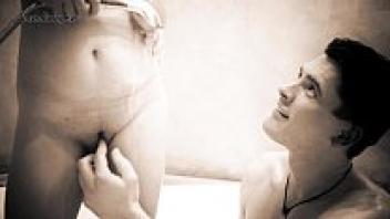 An elderly mother who loves a little boy