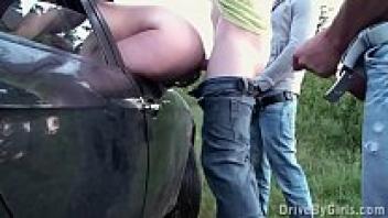 Part 3: Enthusiastic redhead in a public gangbang orgy