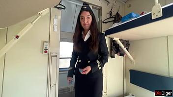 Throughout the entire journey, the train conductor was happily in love with the passenger.