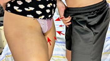 She allowed me to touch my cock until I cum in her large pussy when I was by myself with my stepsister.