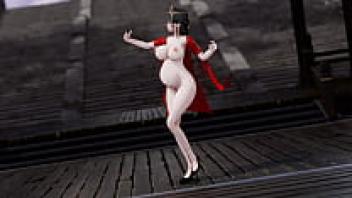 Hanying/Shuangpamish Anime/2D Chinese-style red clothing naked dance with a pregnant belly (3D adult animation)