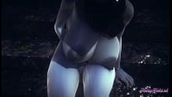 Lady Dimitresku squirting and fingering on a wet day in the Japanese manga anime cartoon game Resident Evil Hentai 3D