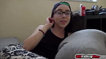 Bambi Black, a wet teenage stepsister, sucked her brother's cock before he fell in love with her and recorded it.